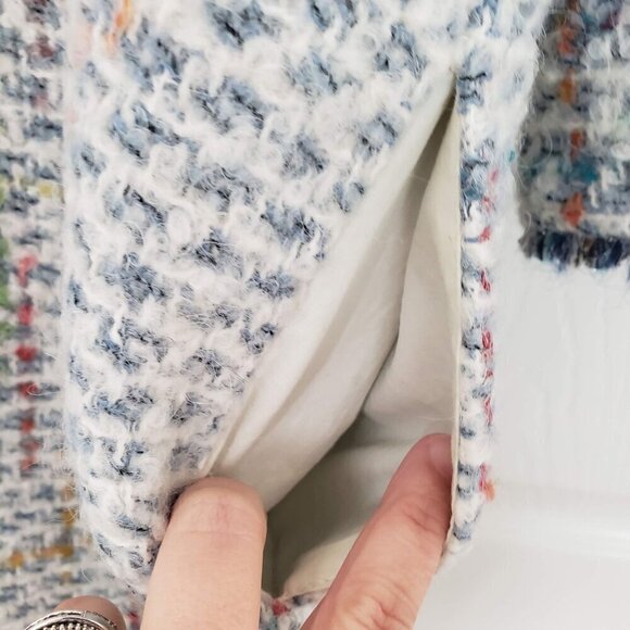 Vilagallo 40 Tweed Blazer Wool Blend Pockets Open Jacket Womens Size Large - Picture 4 of 13